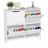 Merkloos Relaxdays Schoenenkast - 100 cm - met kleppen - wit