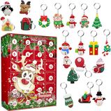 Merkloos / Sans marque Stroom Commerce B.V. Kerstdoos, Kerstdoos opbergdoos met 24 sleutelhangers, Kerstadventskalender, Kerstsleutelhanger, Verrassingsdoos met kerstelementen Aftelkalender