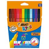BIC Kids Visa Dunne Viltstiften - Verschillende Kleuren, Pak van 12 Stuks
