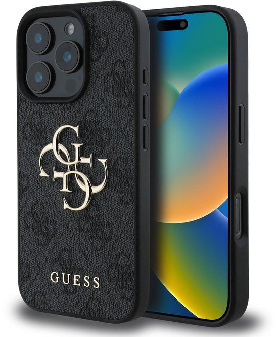 Guess Metal Logo hoesje voor iPhone 16 Pro Max - Grijs