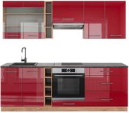 Vicco Fame-Line Complete keukeneenheid – 235 cm, WB Antraciet Bordeaux hoogglans/gouden eik