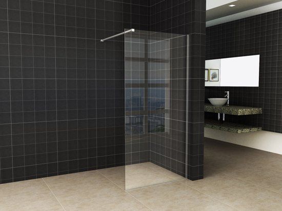 Wiesbaden Slim - Inloopdouche / Douchewand - 110x200 - Helder Glas - Antikalk - 8mm Veiligheidsglas - Excl. Stabilisatiestang en Profielset