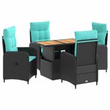 vidaXL Polyrattan Eettafel Set 5-delig Turquoise
