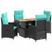 vidaXL Polyrattan Eettafel Set 5-delig Turquoise