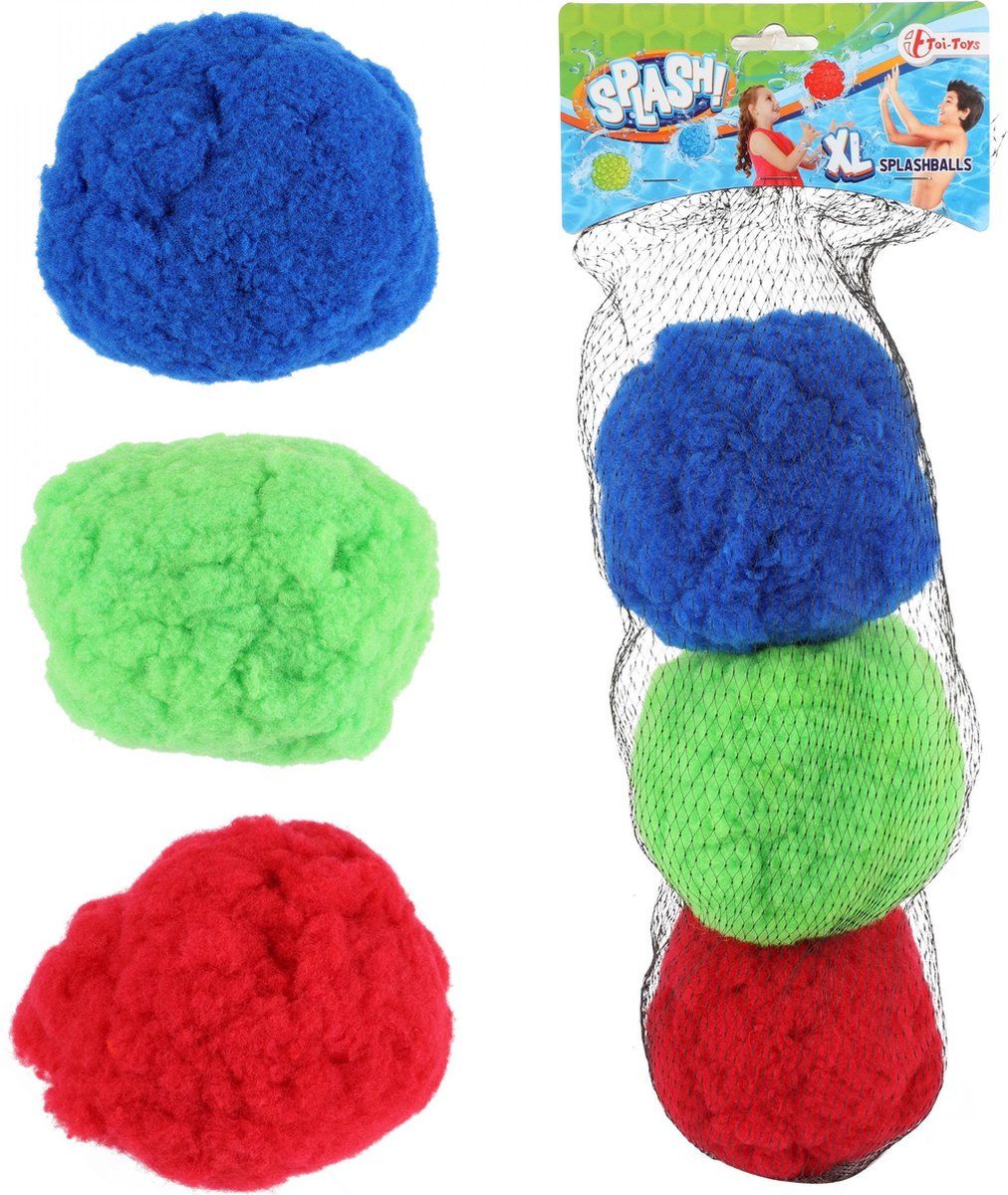 Toi-Toys Splashballen XL 15 cm Junior - Blauw/Groen/Rood - 3 Stuks