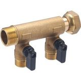 Noyon & Thiebault Collecteur Mf20x27 Écrou Libre Sorties Vannes M15x21 2 Départs