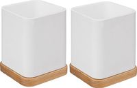 5Five Tandenborstelhouder/Organizer - 2x stuks - Wit - 10 x 8 cm - Polyresin