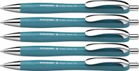 Schneider 132513 Slider Rave XB balpen (gelimiteerde speciale editie in teal, Made in Germany) 5 stuks, schrijfkleur: blauw
