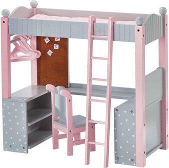 Teamson Kids Stapelbed en Bureau Voor 18\" Poppen - Grijs/Roze