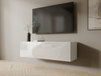 KINGSTON Meuble TV-HiFi 1 porte battante 105 cm blanc/blanc brillant