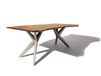 FREEFORM Table à manger 140x90 Acacia laqué Bois naturel / Gris mat