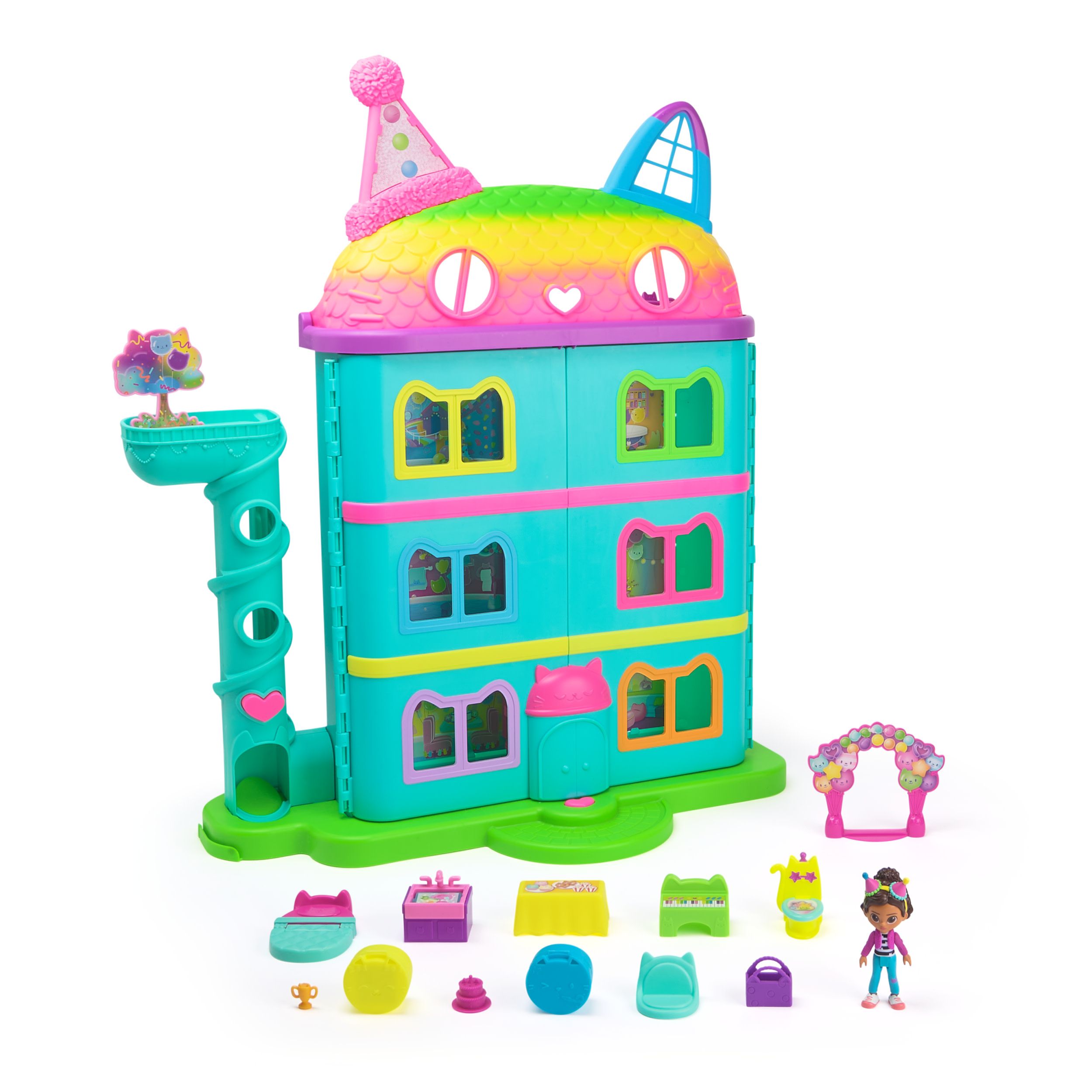 Gabby's Poppenhuis Feest Poppenhuis - +60cm - Met Poppen, Meubels & Geluidseffecten