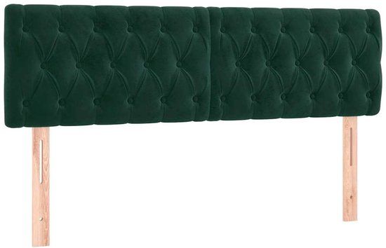 vidaXL Hoofdeind & Voeteind Donkergroen 160x7x78/88 cm Fluweel