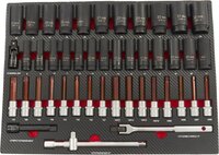 45 Delige Krachtdoppen en Bitset in Carbon Foam inlay voor Gereedschapswagen - Zwart