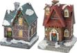Merkloos / Sans marque Koopman International 2x Kersthuisjes/kerstdorpje met gekleurde verlichting 13 cm