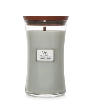 WoodWick Lavender & Cedar Large Candle - Green & Transparent - 177mm