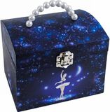 TROUSSELIER - Grote sieradendoos met muziek, fosforescerend, danseres, ster, make-uptas, kleur: marineblauw