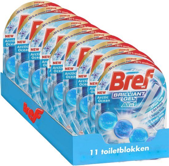 Bref Brilliant Gel Arctic Ocean Toiletblok Voordeelverpakking 11 Stuks