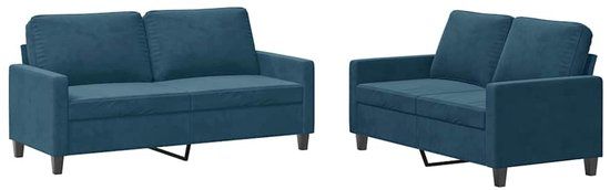 vidaXL - 2-delige Loungeset met kussens - fluweel - blauw
