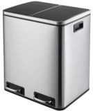 StarTech Afvalbak voor de keuken - Vuilnisbak met dubbele compartimenten - RVS - Zachte sluiting - Vingerafdrukbestendig - 2x 15 liter, 30 liter - Zilver