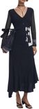 Desigual Printed Long Sleeve V-Neck Dress Wo - Black Dresses
