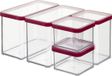 Merkloos Unyqoos® Set van 5 voorraadbakken – aroma-dichte, BPA-vrije opbergboxen van SAN, transparant met rode TPE-afdichting, geschikt voor de vaatwasser en vriezer, 2x 0,5L / 1x 1,0L / 2x 2,1L