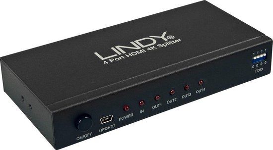 Lindy 38159 video splitter HDMI 4x HDMI Zwart