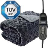 Luvego Elektrische Deken XL - Bovendeken & Warmtedeken - 180x130CM - 1 of 2 persoons - TÜV GS - Omslagdeken & Knuffeldeken - 9 Warmtestanden met Timer - 160W - Wasbaar - Verwarmingsdeken Fleece Plaid - Grijs