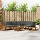 vidaXL 7-delige Buitenbank Set Massief Acacia Hout en Polyester