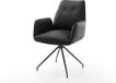 DELIFE Fauteuil Zoa-Flex piètement croisé conique noir cuir véritable noir ressorts ensachés