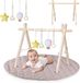 Lionelo Anis Set – baby speelkleed gym - Opvouwbare Houten Baby gym met Zachte Katoenen Speelmat – Montessori Baby Gym met Afneembaar Speelgoed – Veilig & Natuurlijke Materialen – 0+ maanden