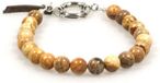 Heaven Eleven - heren armband - Jaspis met Leer 8mm - 21cm