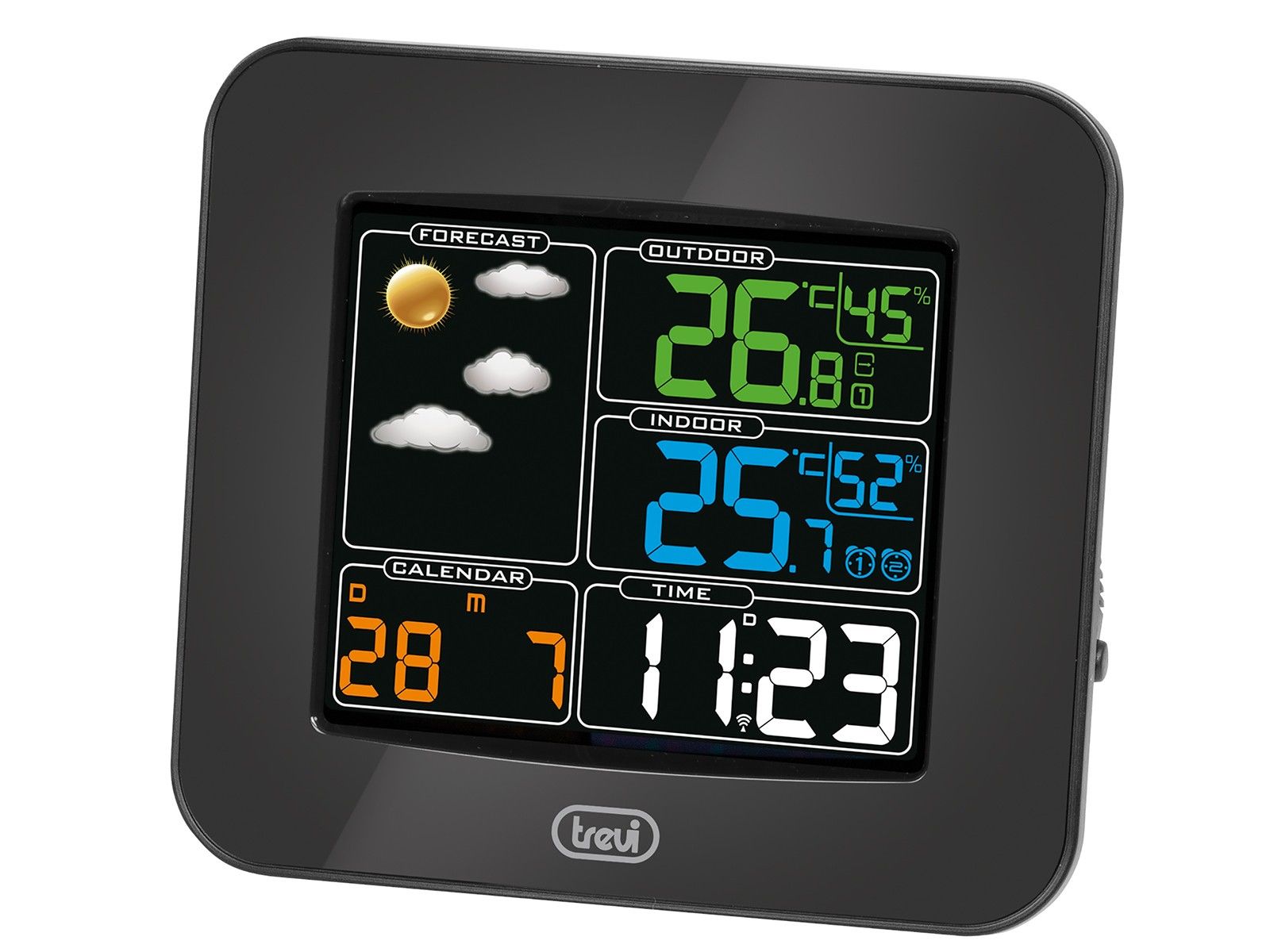 Trevi ME 3165 RC Zwart Weerstation - LCD, Alarm, Buiten- en Binnenthermometer