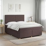 vidaXL Lit boxspring avec matelas Marron foncé 160 x 200 cm Tissu