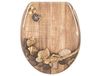 WOLTU siège de toilette avec fermeture douce automatique, siège de toilette avec motif, abattant de toilette en duroplast, abattant de toilette stable, haute qualité, lunette de toilette, ovale, bol beige