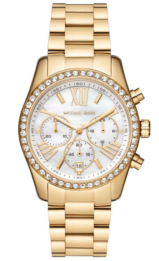 Michael Kors Lexington MK7241 horloge dames - Wit/Goudkleurig