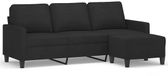 vidaXL Driezitsbank met voetenbank 180 cm stof zwart