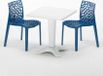 Grand Soleil Blanc Table carrée et 2 chaises Ensemble de mâts intérieurs en polypropylène coloré Gruvyer Patio - Bleu