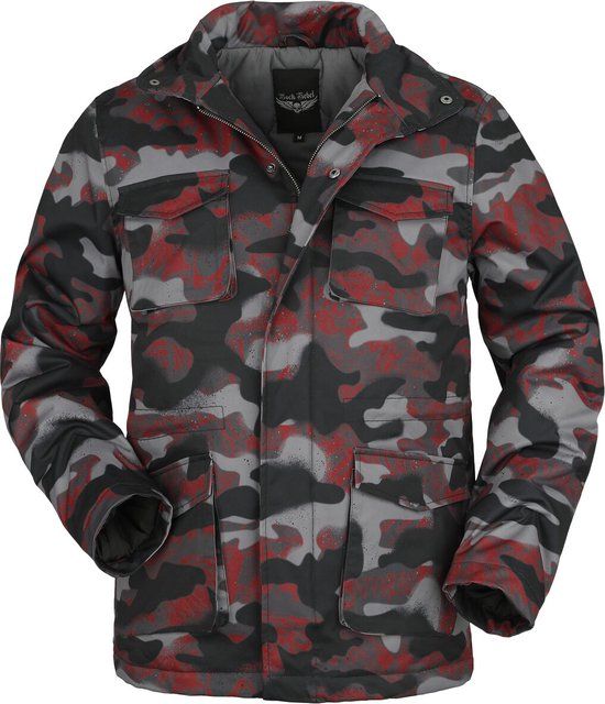 Rock Rebel by EMP camouflage overgangsjas in rood en zwart - Heren - M