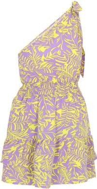 aleida Leo E-Commerce Ltd. Aleida Jurk One-Shoulder Zebraprint Lang Violet Veelkleurig Polyester A-lijn Vrouwen Casual Lente/Zomer