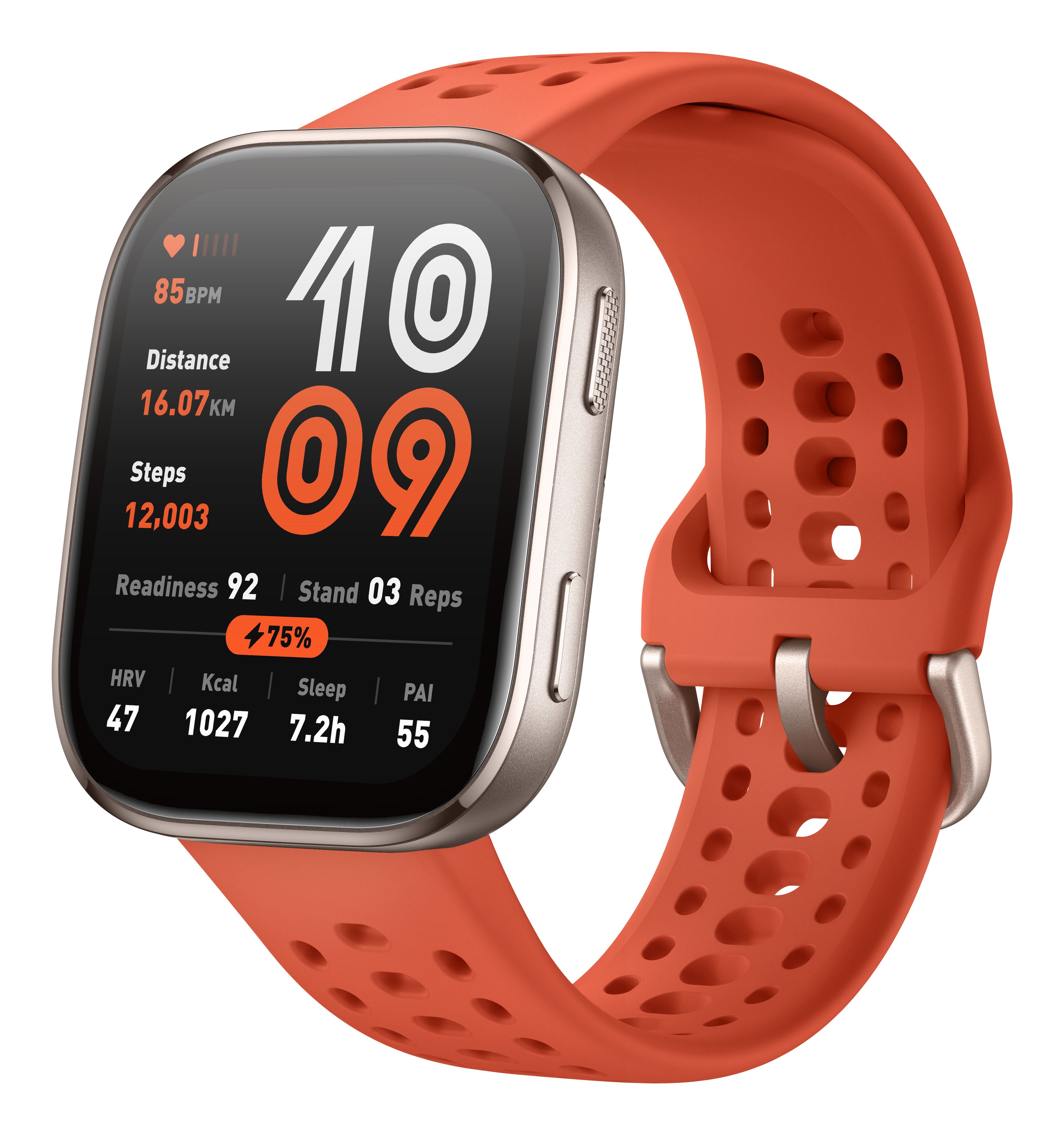 Amazfit Bip 6 Smartwatch - 1.97" AMOLED Display - Red with Gold Case