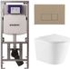 Geberit QeramiQ Dely Toiletset - 36.3x51.7cm - Diepspoel - Rimless - Geberit UP320 Inbouwreservoir - Softclose Toiletzitting - Bedieningsplaat Taupe - Glans Wit