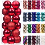 Emopeak 24 stuks kerstballen ornamenten voor kerstboom - Onbreekbare kerstboomdecoraties, grote hangende bal voor vakantie bruiloft feestdecoratie (rood, 3 cm - 3,1 cm)