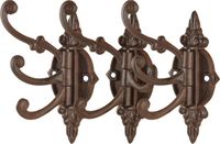 Best for Boots Wandplaat - 4x - met 3 haken - 23 cm - gietijzer - wand kapstok