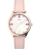 Timex Dress X Bcrf TW2V95800 Horloge - Leer - Roze - Ø 32 mm