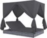 Lit de jardin avec rideaux poly rotin gris