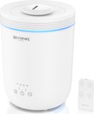Brandson humidificateur, 2,2 litres, avec télécommande, ultrasonique, 3 niveaux de brume, minuterie, éclairage d'ambiance LED, blanc