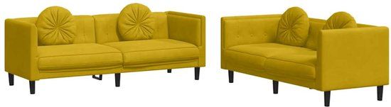 vidaXL 2-delige Loungeset met kussens fluweel geel