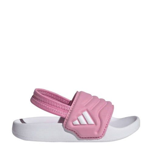 adidas Sportswear Adilette Estrap 2.0 badslippers met hielbandje roze/wit