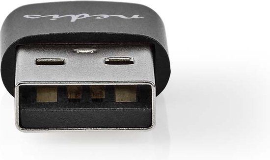 Nedis USB-A Adapter - USB 2.0 - USB-A Male - USB-C Female - 480 Mbps - Black